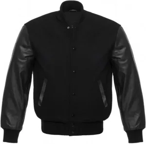 Mens College Baseball Varsity High School Letterman Bomber Fleece   Faux Leather Jacket