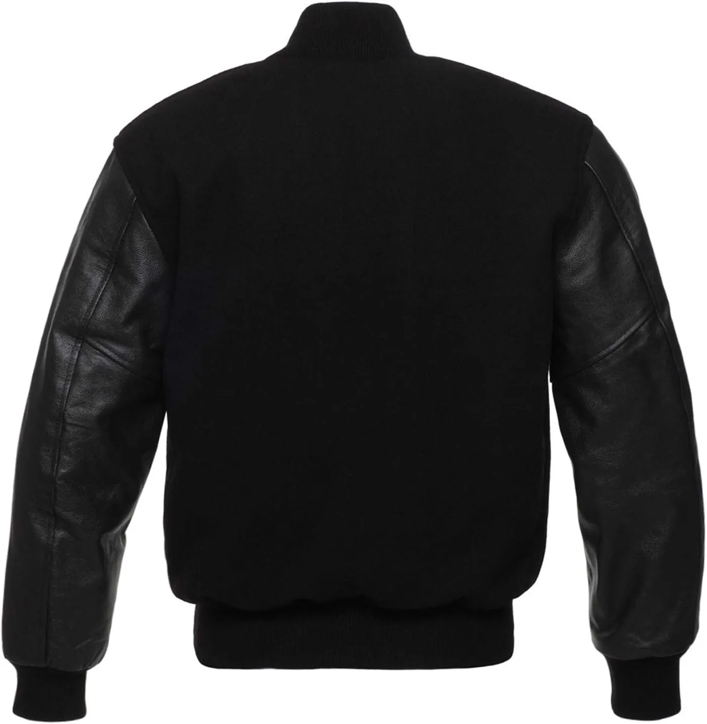 Mens College Baseball Varsity High School Letterman Bomber Fleece   Faux Leather Jacket