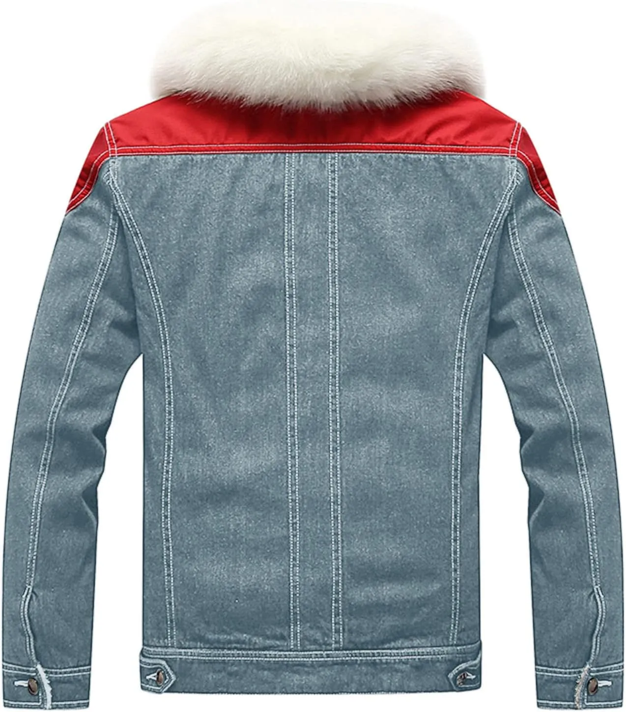 Mens Denim Jacket, Gutori Men Corduroy Sherpa Lined Winter Warm Coats Faux Fur Lapel Collar Western Jeans Outwear S-5XL