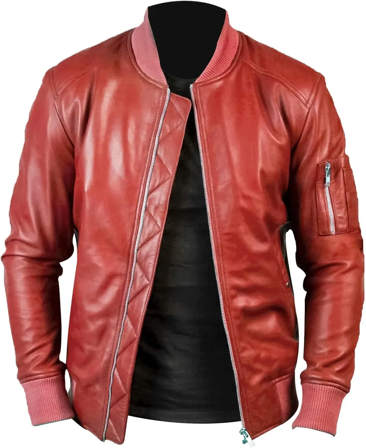 Mens Genuine Lambskin Leather Biker Jacket Vintage Cafe Racer Real Motorcycle Jackets