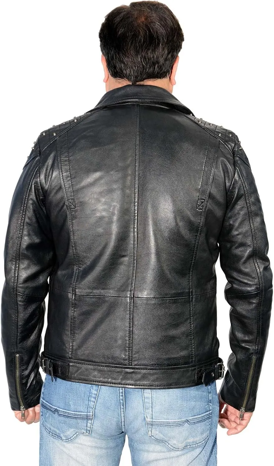 Milwaukee Leather Men's Studded Black Leather Fashion Motorcycle Style Jacket SFM1825