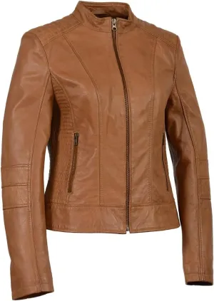 Milwaukee Leather Women's Zip Front Stand Up Collar Black Leather Jacket SFL2860