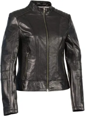 Milwaukee Leather Women's Zip Front Stand Up Collar Black Leather Jacket SFL2860