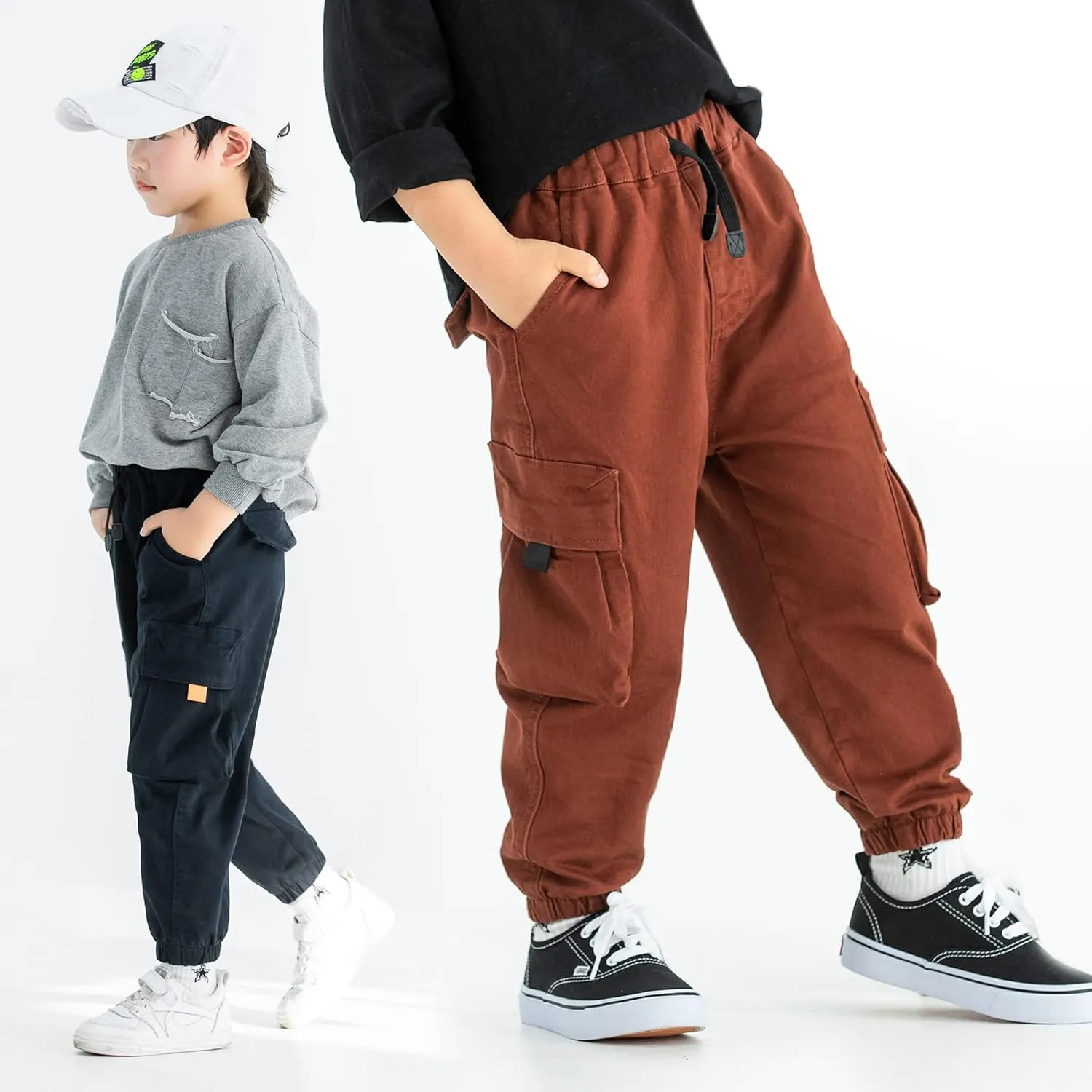 MINI PANDA Toddler Pants, Black Pants Toddler Boys or Girls, Little Boy Pants 2-Pieces
