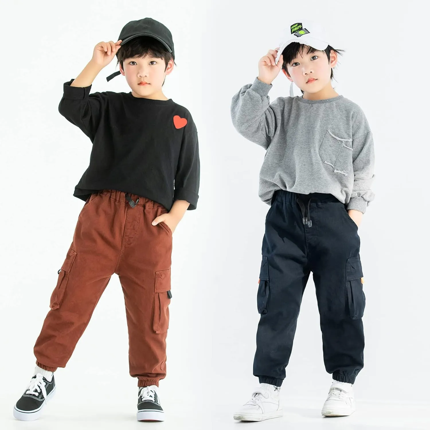 MINI PANDA Toddler Pants, Black Pants Toddler Boys or Girls, Little Boy Pants 2-Pieces