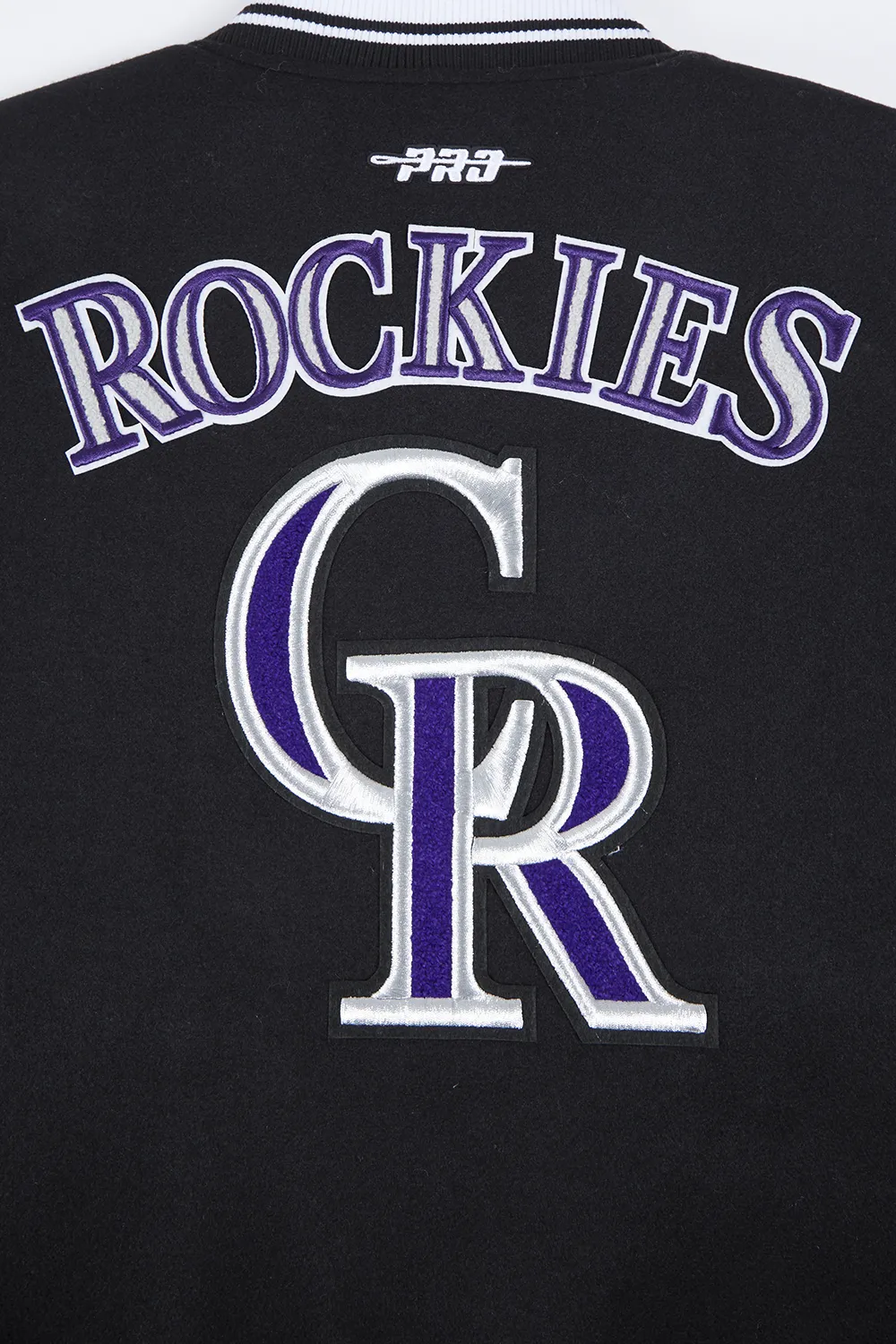 MLB COLORADO ROCKIES RETRO CLASSIC WOMEN'S RIB WOOL VARSITY JACKET (BLACK)