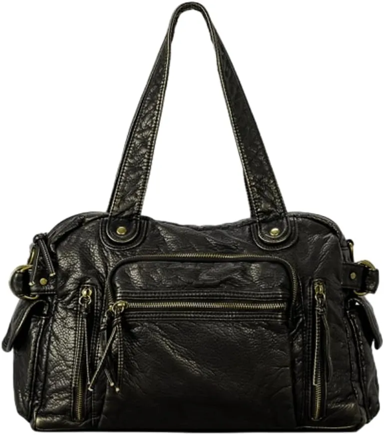 Molodo Vintage PU Leather Shoulder Bag for Women Casual Soft Satchel Bag Large Capacity Crossbody Bag Handbag Purses