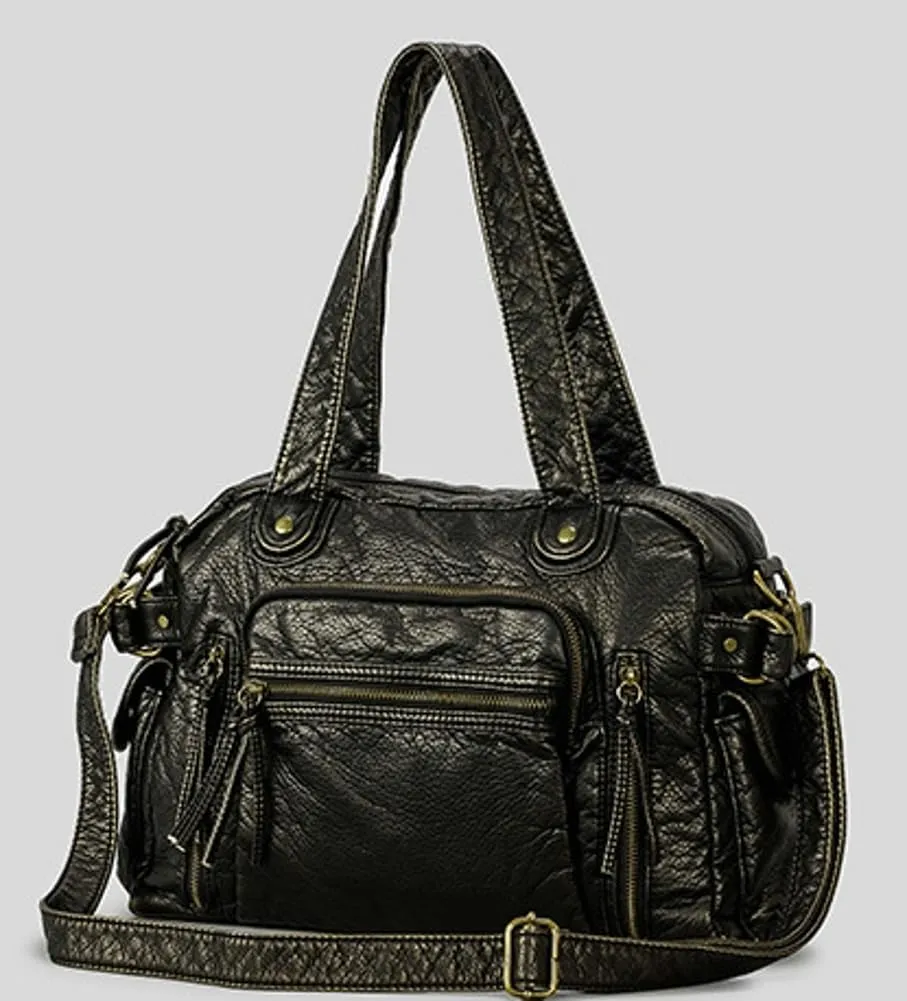 Molodo Vintage PU Leather Shoulder Bag for Women Casual Soft Satchel Bag Large Capacity Crossbody Bag Handbag Purses