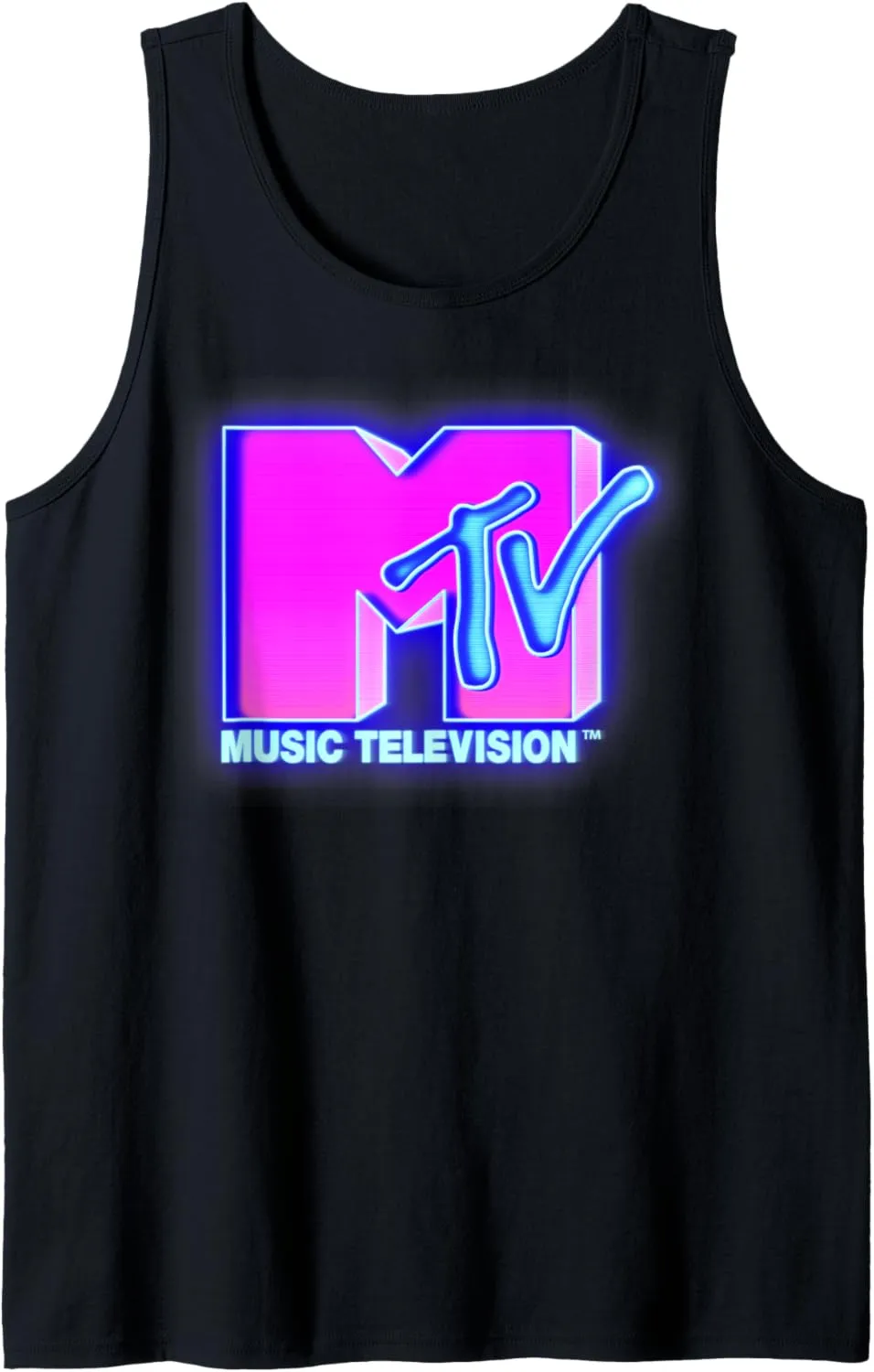 MTV Bright Neon Glow Logo Retro Tank Top