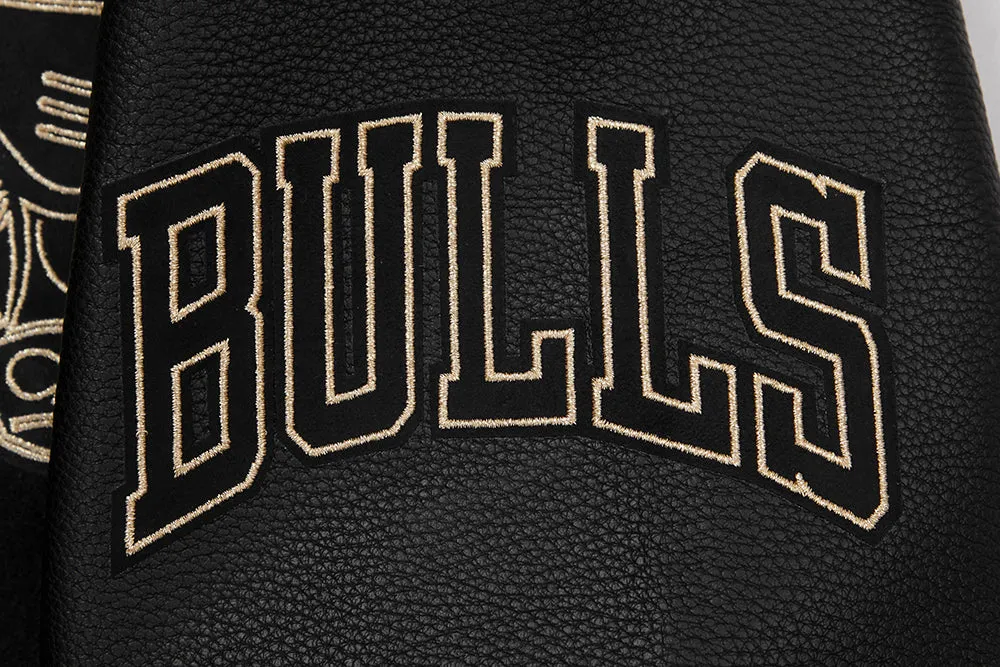 NBA CHICAGO BULLS BLACK & GOLD MEN'S WOOL VARSITY JACKET (JET BLACK)