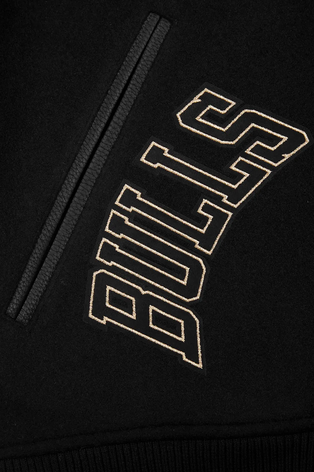 NBA CHICAGO BULLS BLACK & GOLD MEN'S WOOL VARSITY JACKET (JET BLACK)