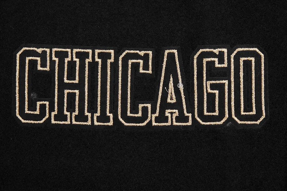 NBA CHICAGO BULLS BLACK & GOLD MEN'S WOOL VARSITY JACKET (JET BLACK)