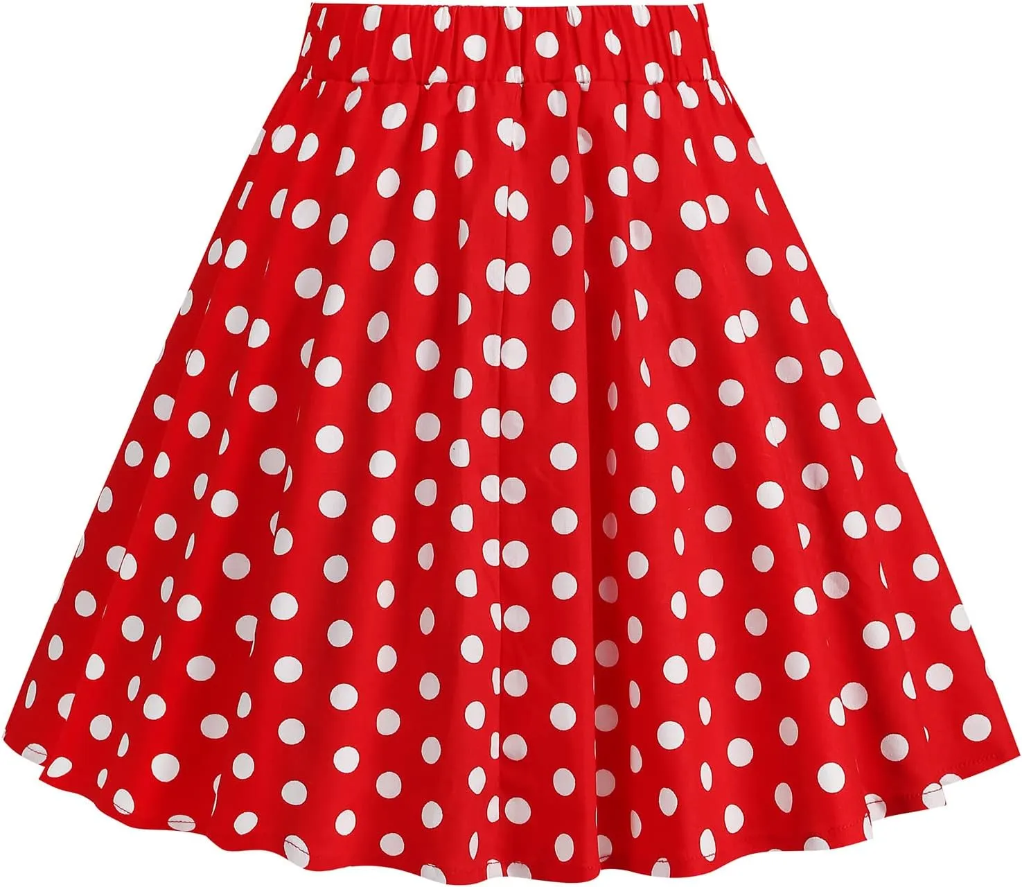 OBEEII 50's Vintage Skirt for Girls Polka Dot Pleated Vintage A-line Midi Skater Skirt