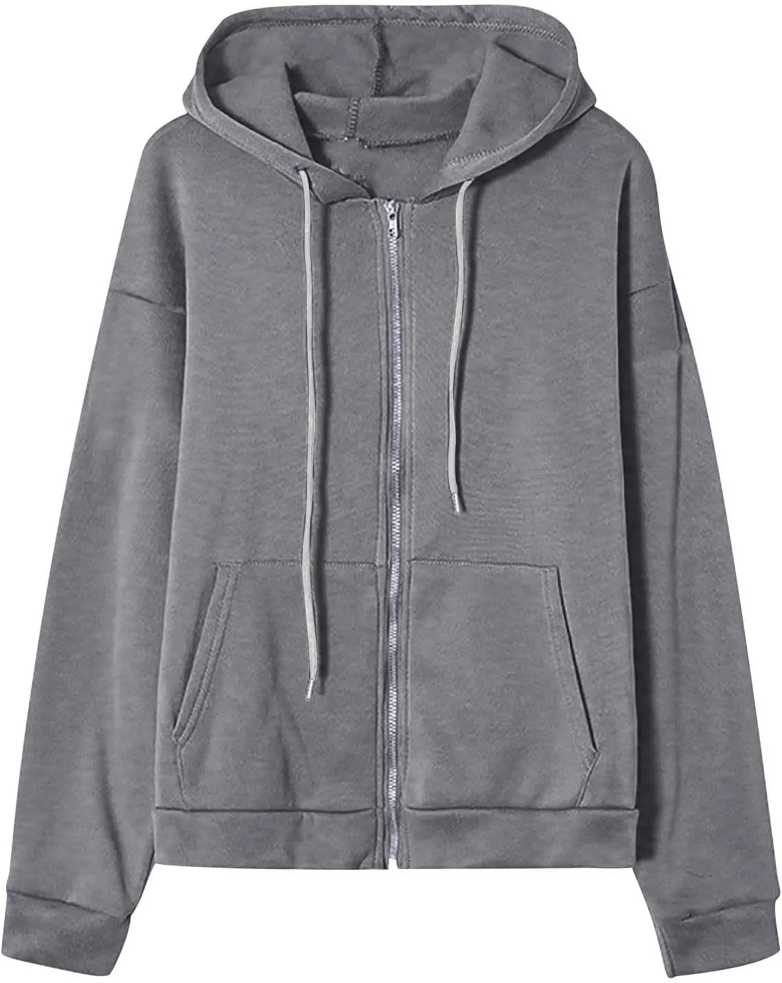 oiangi Hoodies for Women Teen Girls Fall Long Sleeve Jacket Cute Drawstring Zip up Hoodie Oversized Y2k Sweatshirts Pockets