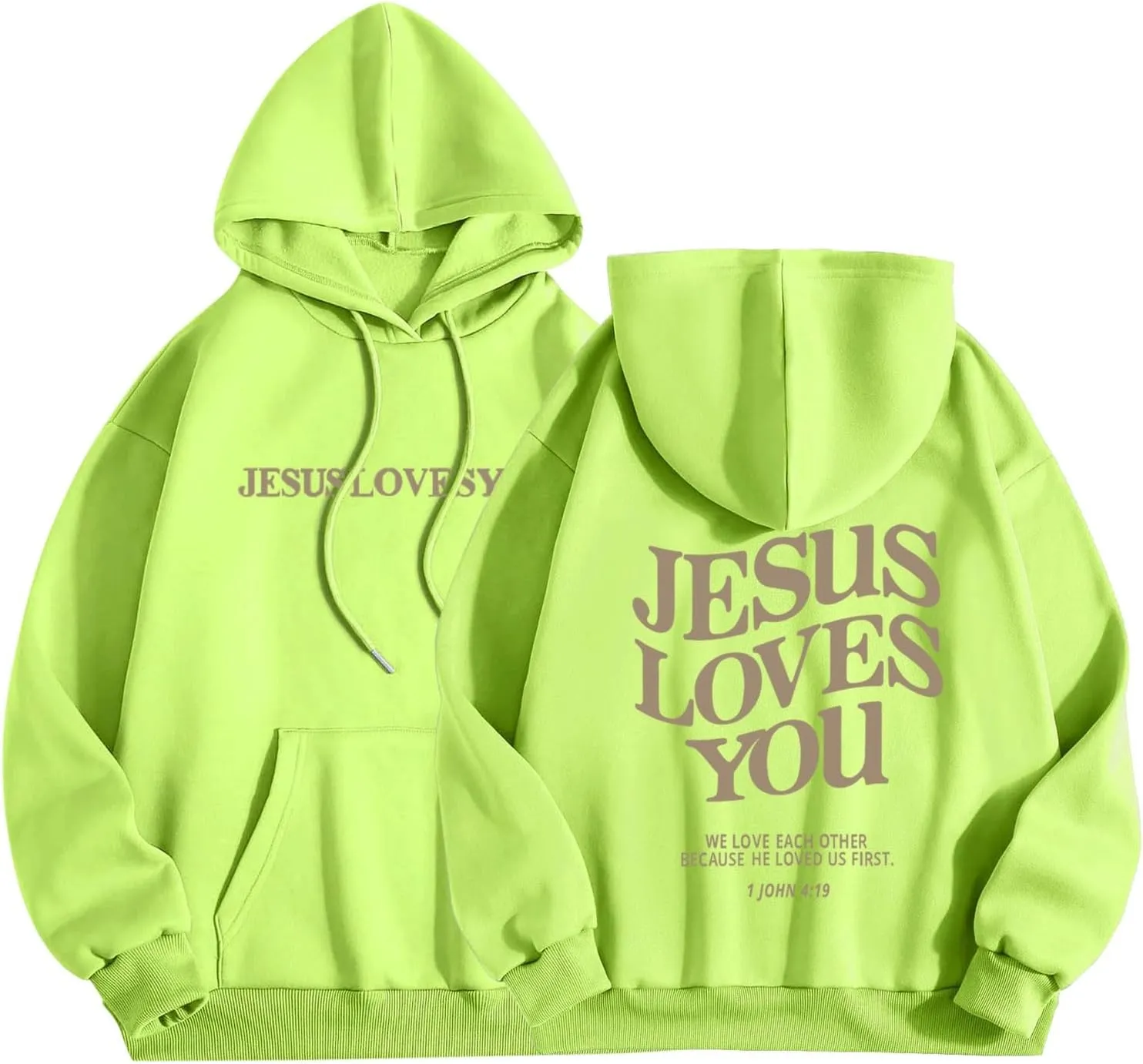 Oversized Hoodie for Women Christian Religious Jesus Loves You Hooded Hoodies Causal Sweatshirts with Pockets Pullover