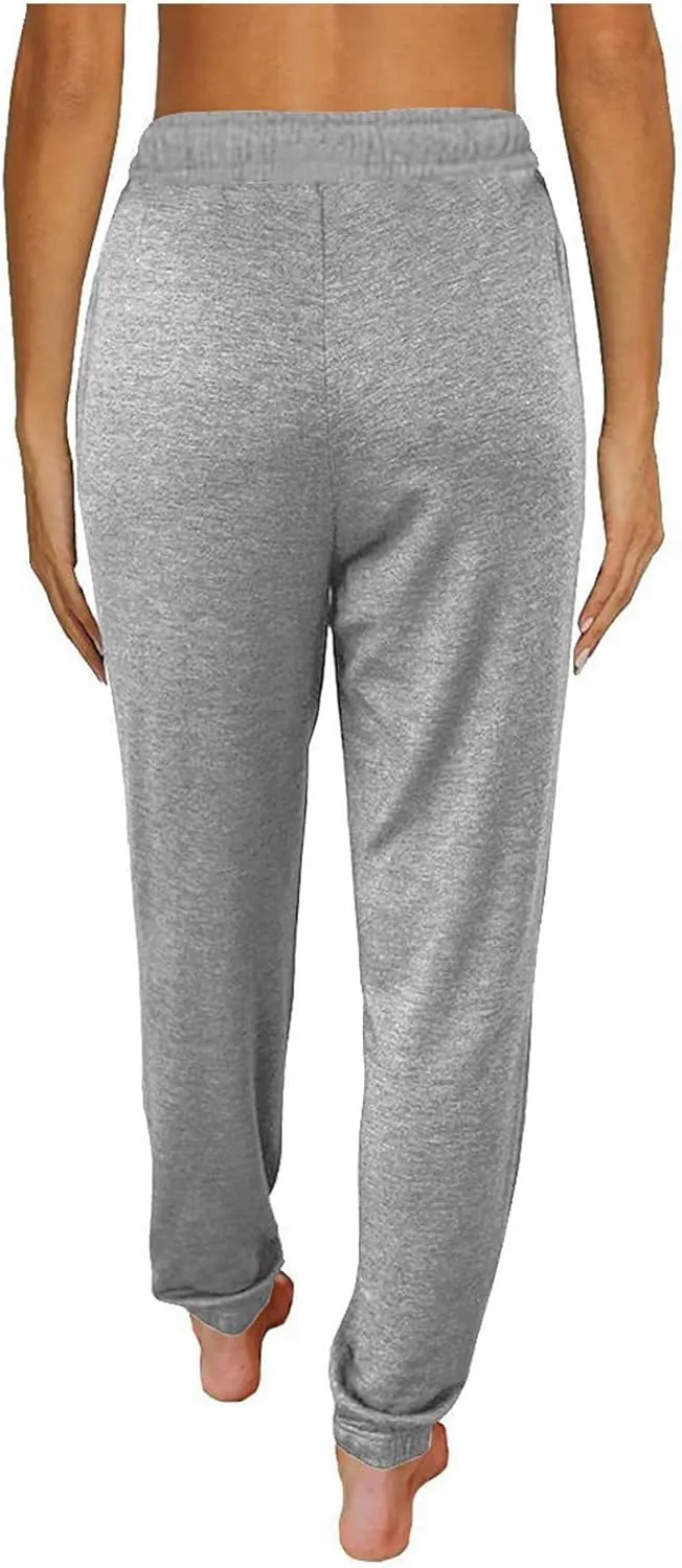Pants for Women Dressy Casual 2023 Summer Drawstring Elastic Waist Solid Straight Leg Sweatpants Trouser Cropped