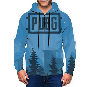 PUBG Hoodies - 3D Print Game Playerunknown's Battlegrounds Logo Blue Pullover with Pockets