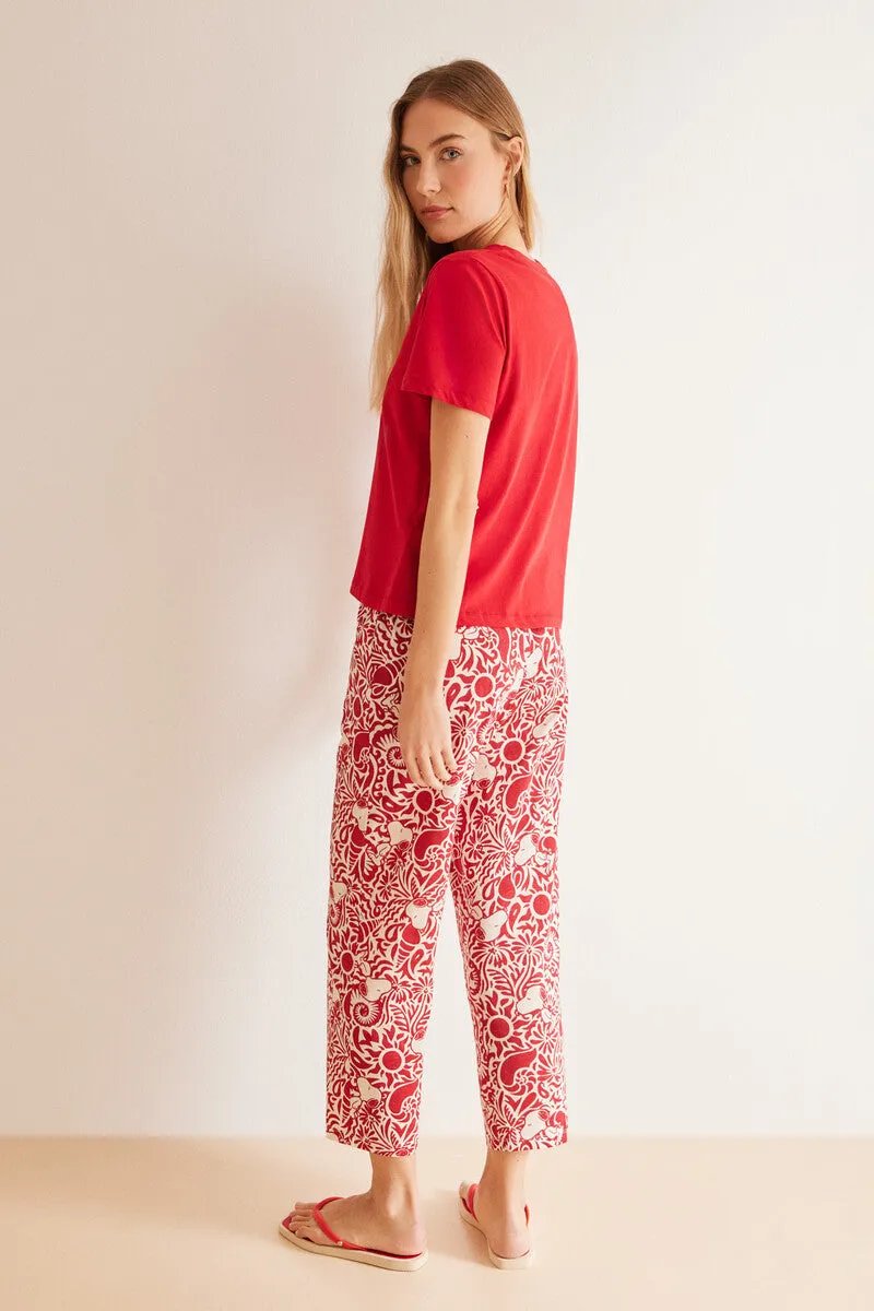 Shell 100% cotton Capri trousers