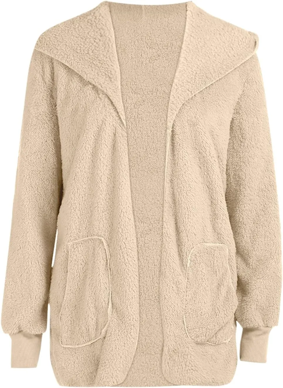 Sherpa Jacket Women Baggy Fuzzy Fleece Open Front Hooded Cardigans Jacket Fluffy Winter Coats Outerwear with Pockets
