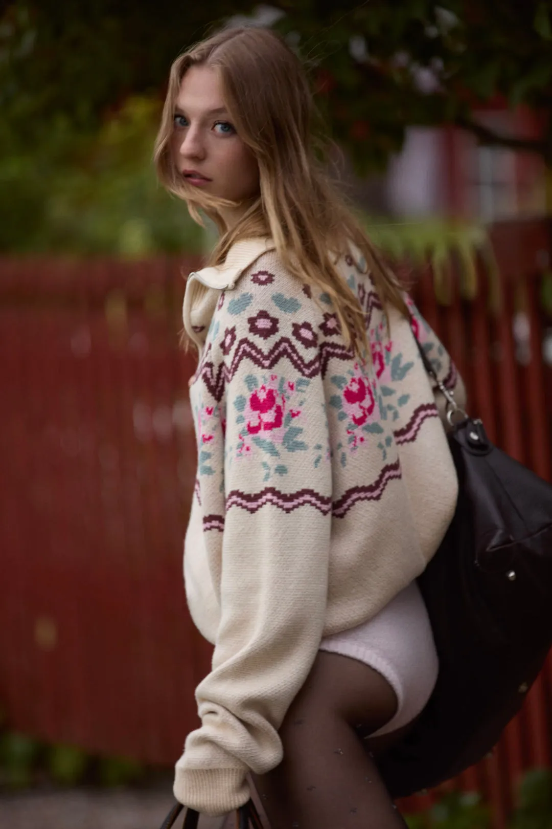 Ski Lodge Zip Up Sweater - Cream White