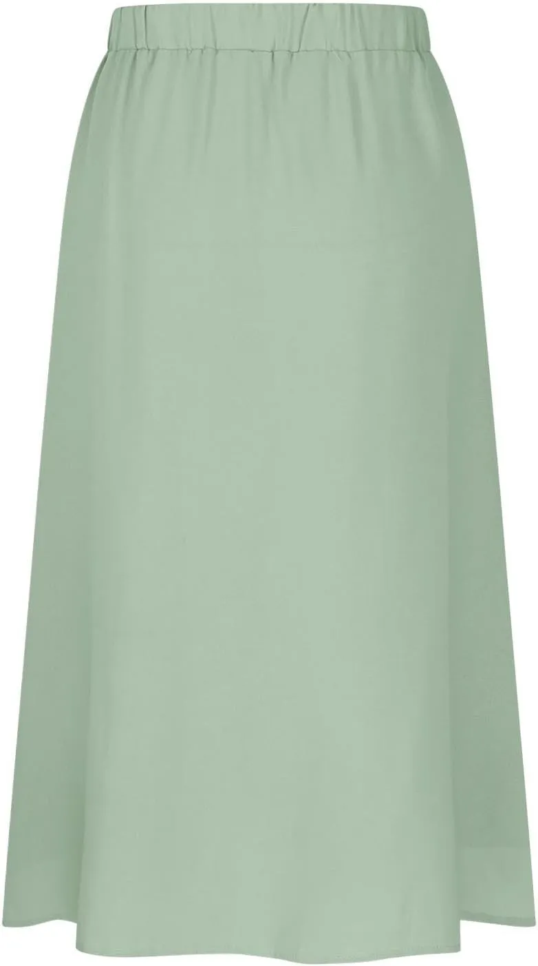 Skirts for Women Summer High Waisted Button Down Front Skirt with Pockets Casual Vintage Swing Flowy A-Line Skirts