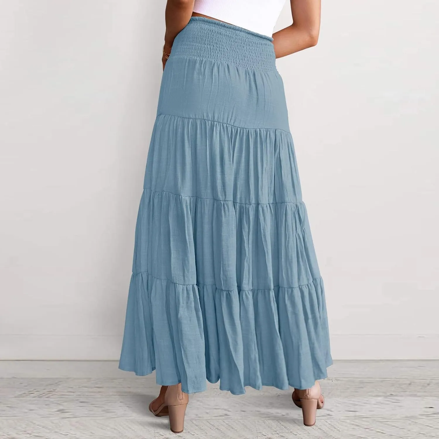 Skirts for Women Trendy High Waist Skirt Long Skirts Elegant Flowy A-line Flared Midi Skirt Spring Dresses Midi
