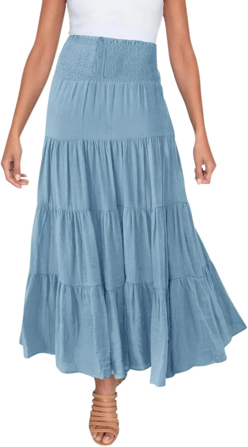 Skirts for Women Trendy High Waist Skirt Long Skirts Elegant Flowy A-line Flared Midi Skirt Spring Dresses Midi