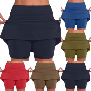 Skorts for Woman Tummy Control High Waist Womens Shorts Dressy Casual Athletic Tennis Mini Skirts with Pockets