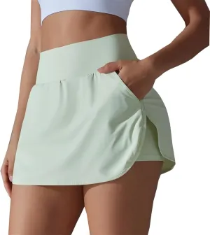 Skorts for Women with Pockets Athletic Golf Shorts Mini Tennis Skorts Comfy Skorts Trendy 2 in 1 Shorts for Running