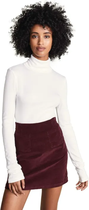 Splendid Women's 1X1 Long Sleeve Turtleneck Top,White,X-Small