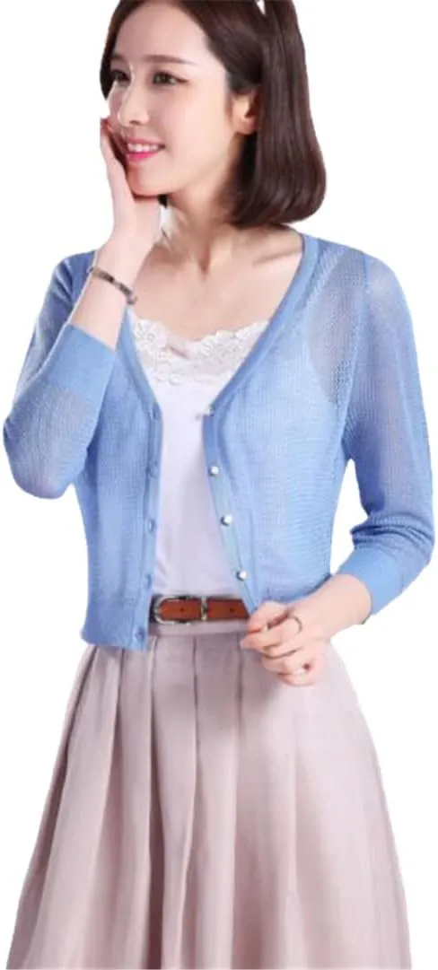Summer Women Hollow Out Cardigan Thin Knitwear See Through Knit Coat Sun Protection Knit Outerwear