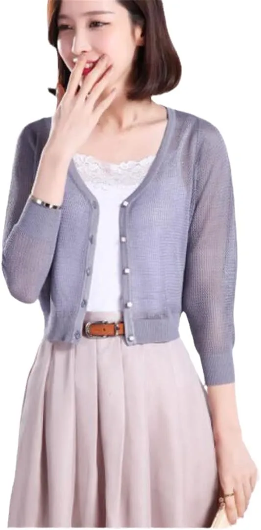 Summer Women Hollow Out Cardigan Thin Knitwear See Through Knit Coat Sun Protection Knit Outerwear