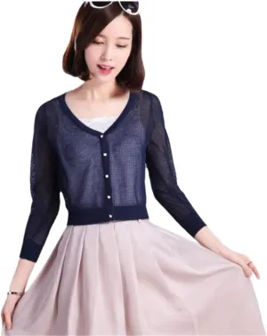 Summer Women Hollow Out Cardigan Thin Knitwear See Through Knit Coat Sun Protection Knit Outerwear