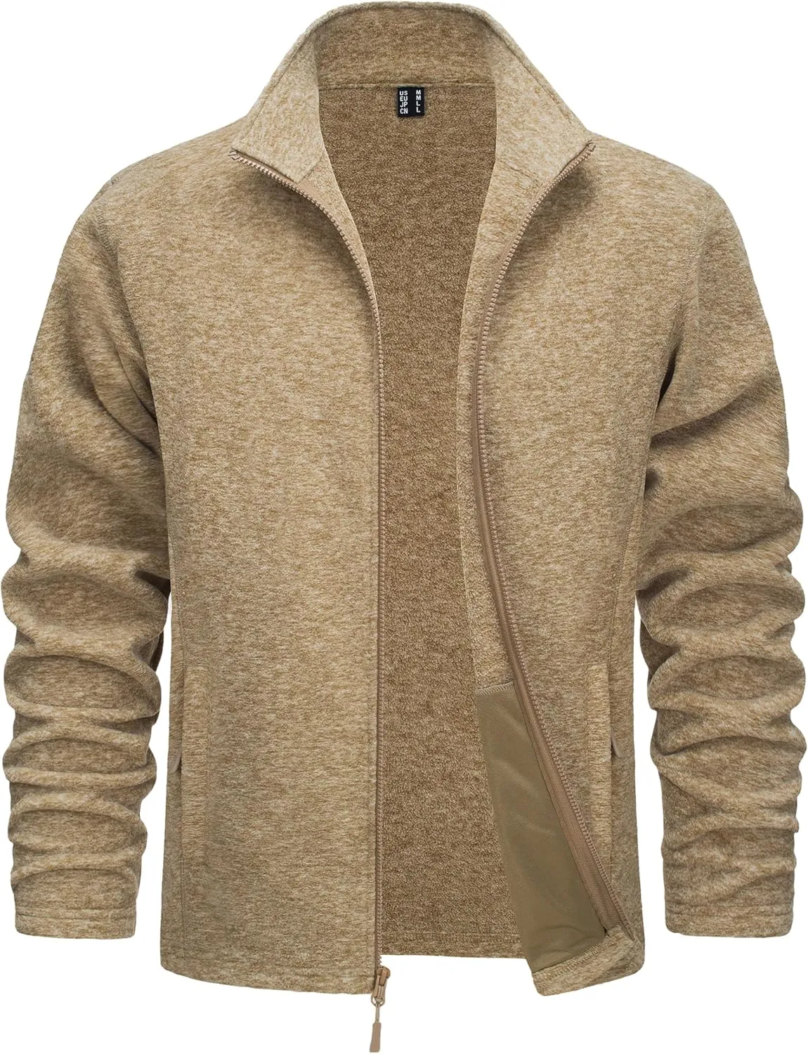 TACVASEN Men's Fleece Jackets Full Zip Lightweight Jacket Casual Soft Warm Coats with Pockets