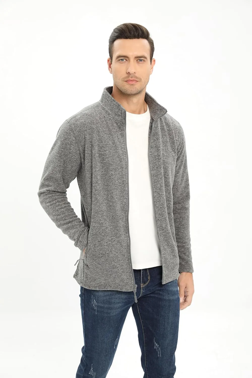 TACVASEN Men's Fleece Jackets Full Zip Lightweight Jacket Casual Soft Warm Coats with Pockets