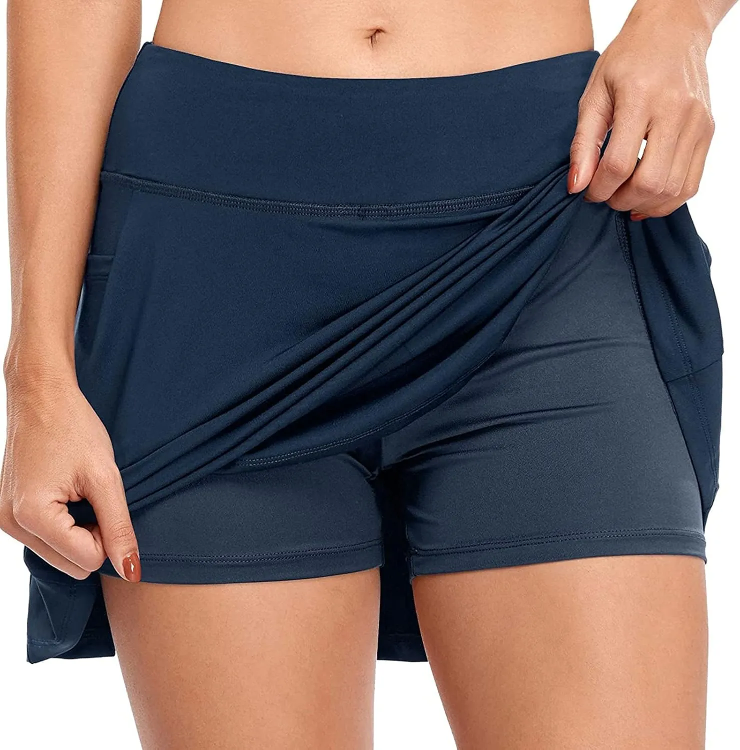 Tennis Mini Skirt with Shorts Solid Color Skort with Pocket Casual Loose Trendy 2025 Activewear Elastic Shorts