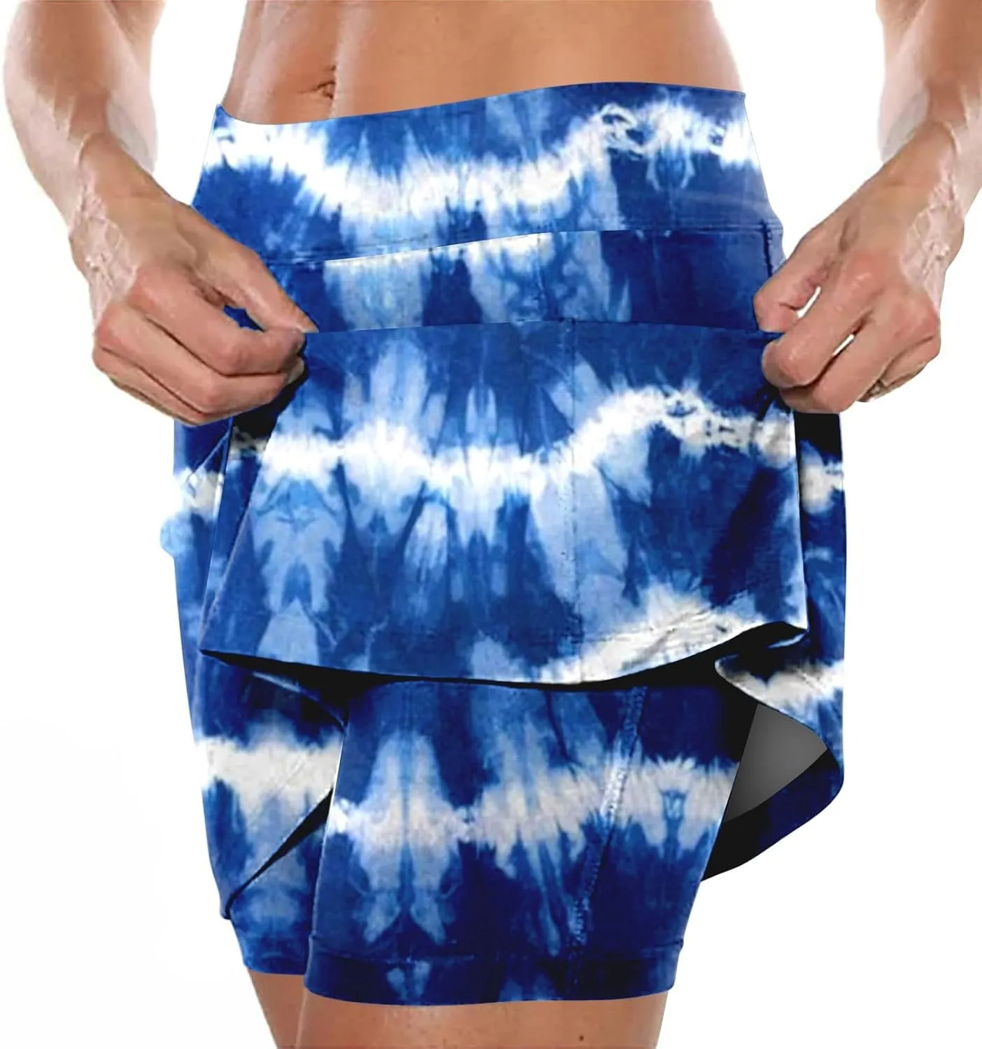 Tennis Mini Skirts for Women Summer Tie Dye Stretch Golf Skorts Lounge Workout 2 in 1 Preepy Short Sports Leggings Plus Size