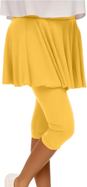 Tennis Skirted Leggings for Women Yoga Athletic Tummy Control Skort Golf Pickleball Capri Leggings with Ruffle Skirt