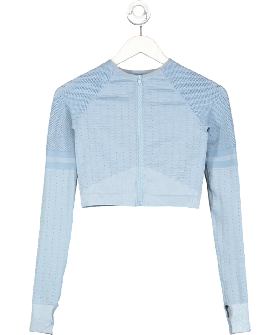 The Beginning Of... Blue Play To Win Seamless Melange Crop Jacket W/ Thumbholes UK XS/S
