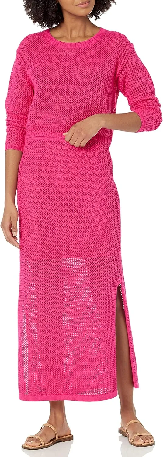The Drop Women's Asher Long Sleeve Cropped Crochet Top
