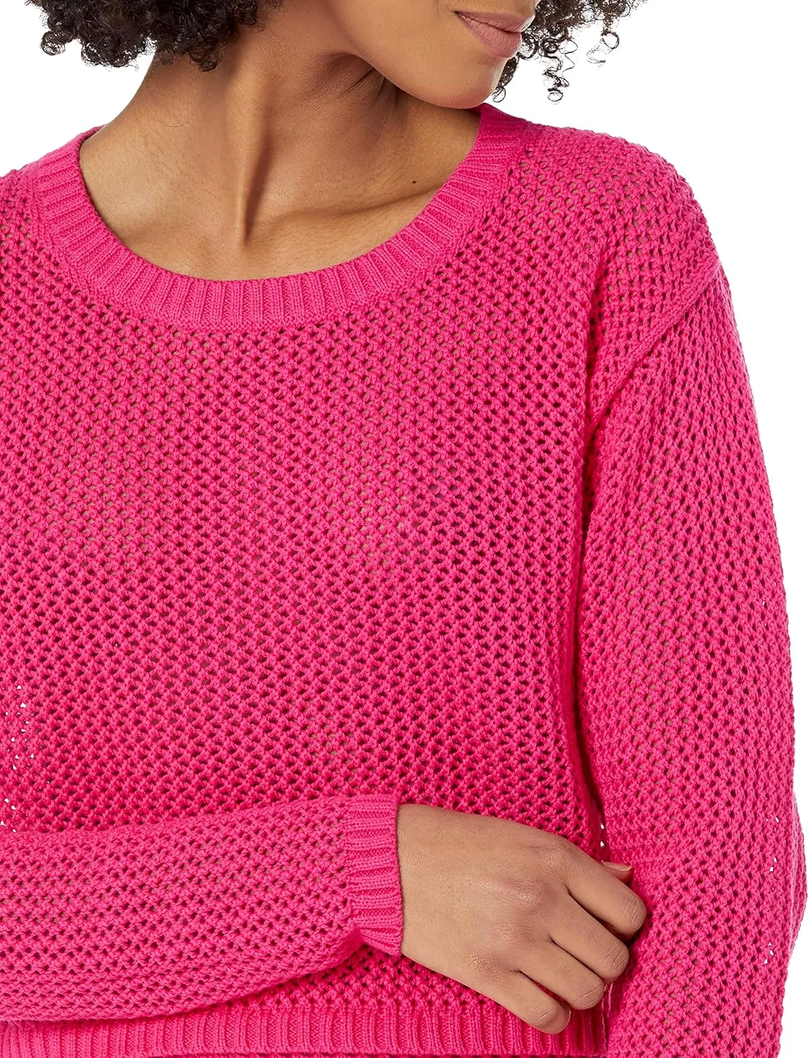 The Drop Women's Asher Long Sleeve Cropped Crochet Top