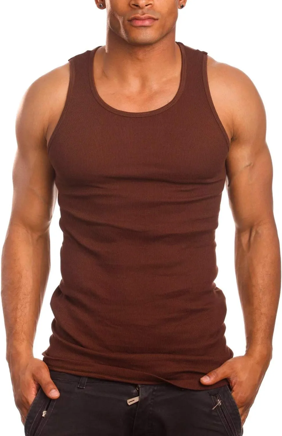 ToBeInStyle Mens Long Muscle Tank Top Workout A-Shirt