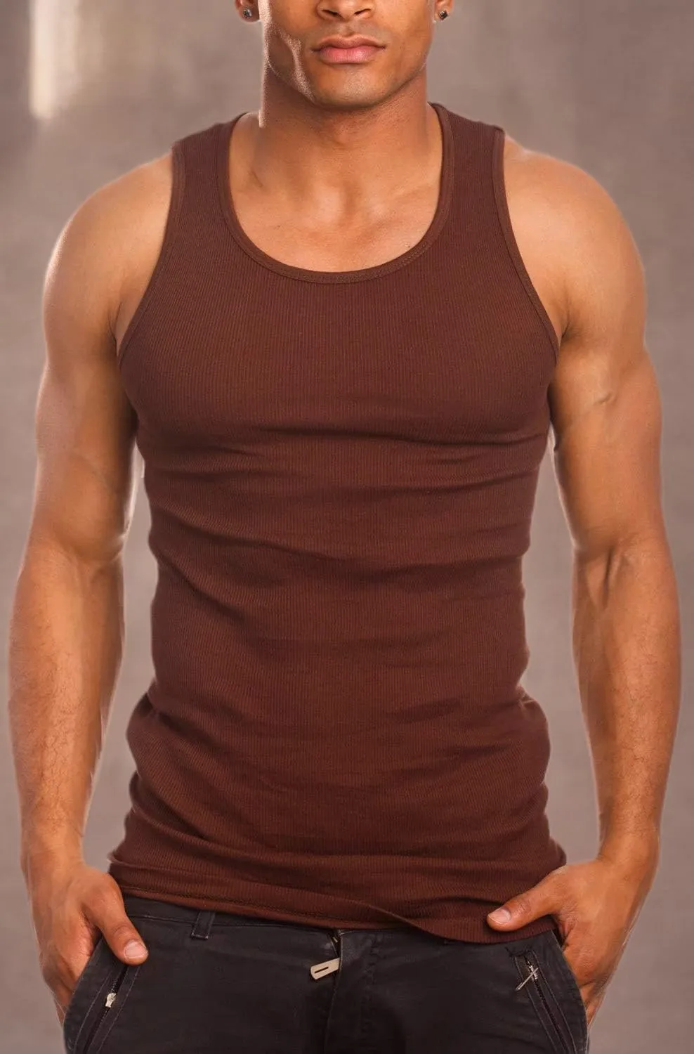 ToBeInStyle Mens Long Muscle Tank Top Workout A-Shirt