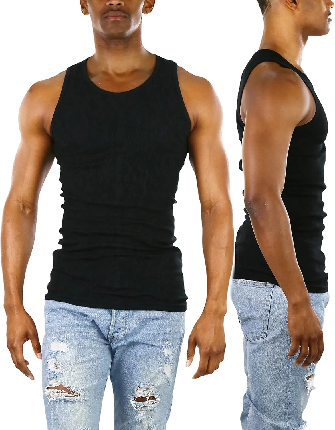 ToBeInStyle Mens Long Muscle Tank Top Workout A-Shirt