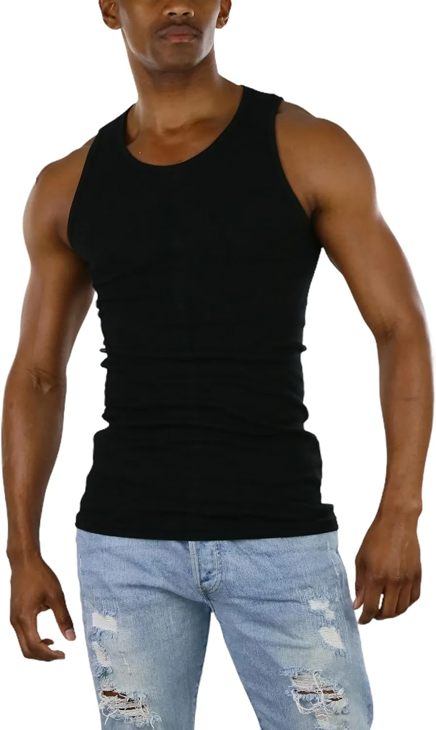 ToBeInStyle Mens Long Muscle Tank Top Workout A-Shirt
