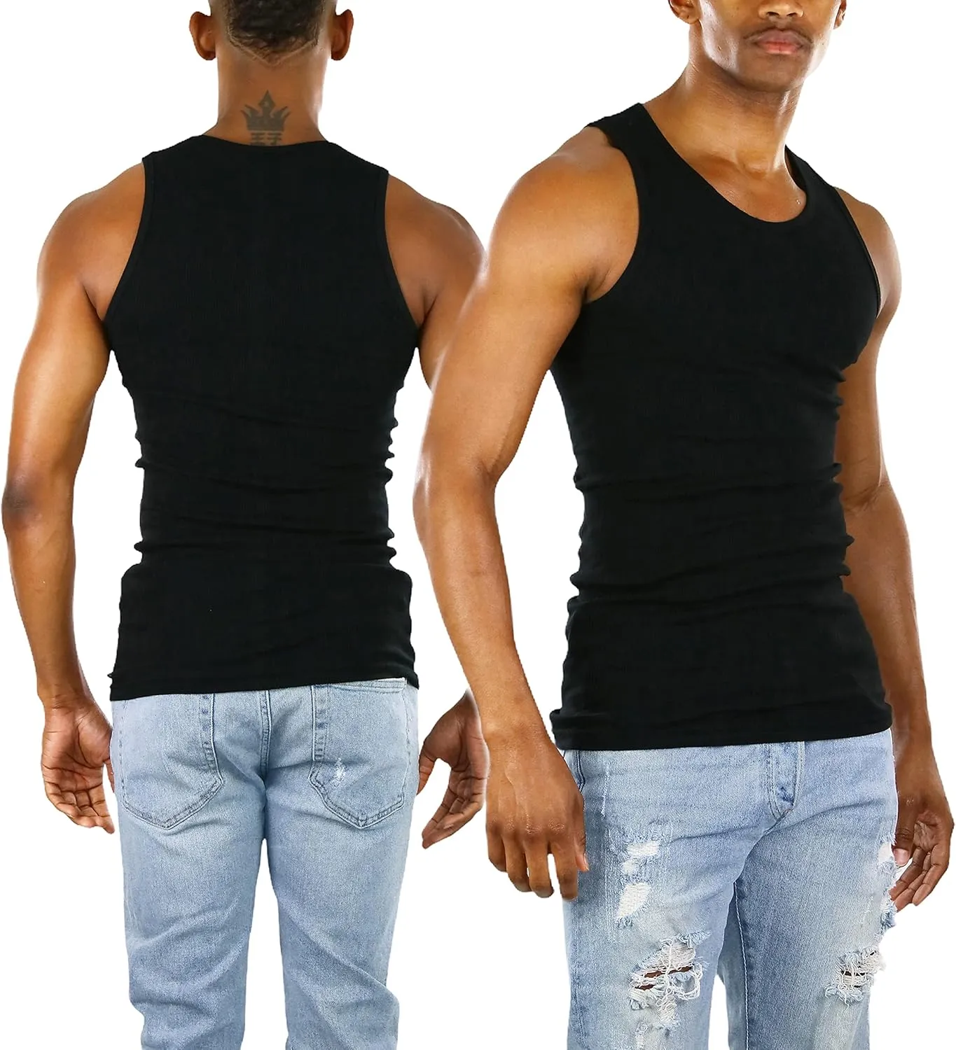 ToBeInStyle Mens Long Muscle Tank Top Workout A-Shirt