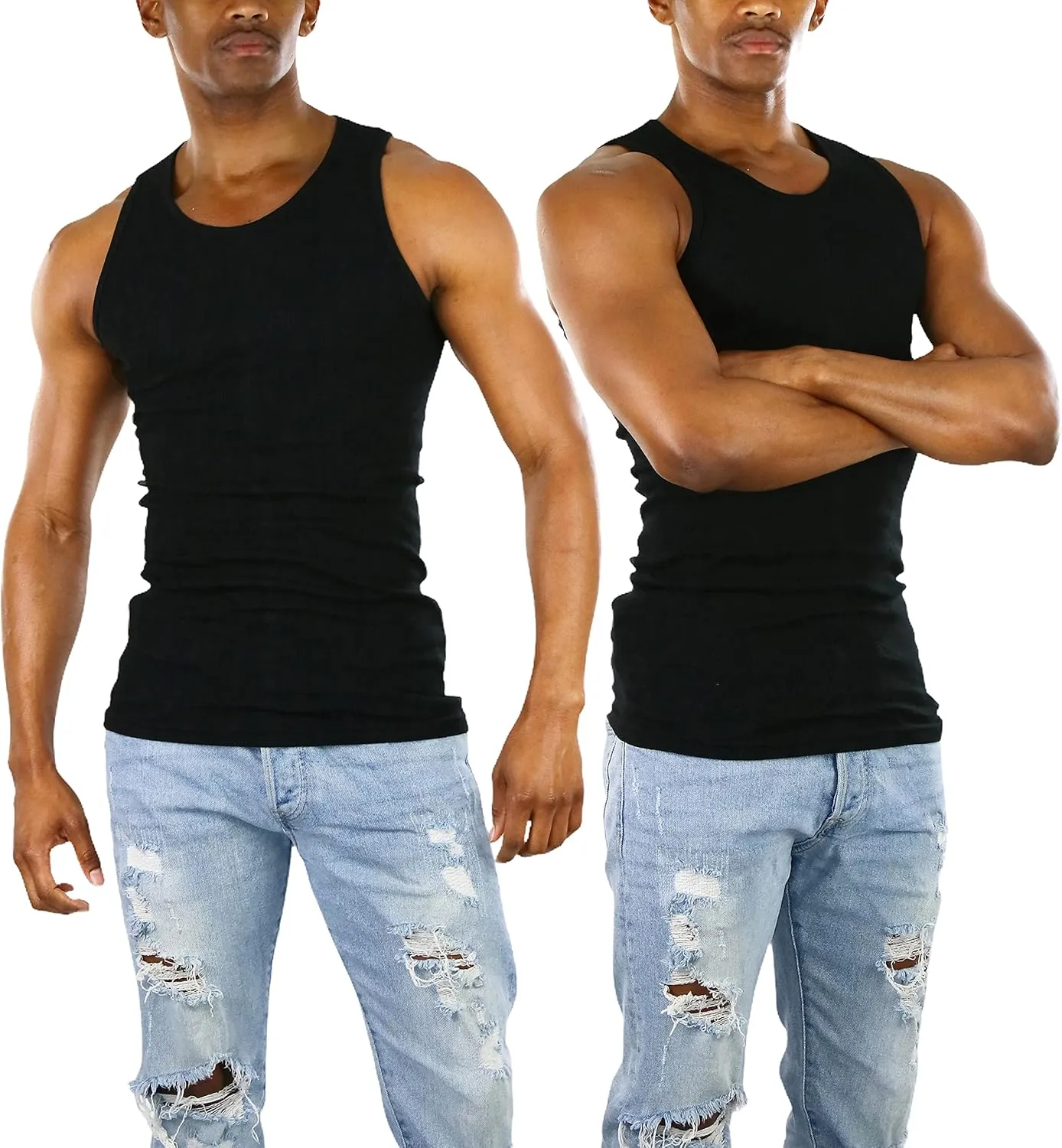 ToBeInStyle Mens Long Muscle Tank Top Workout A-Shirt