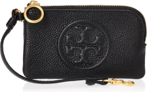 Tory Burch Perry Bombe Top-Zip Card Case, Black