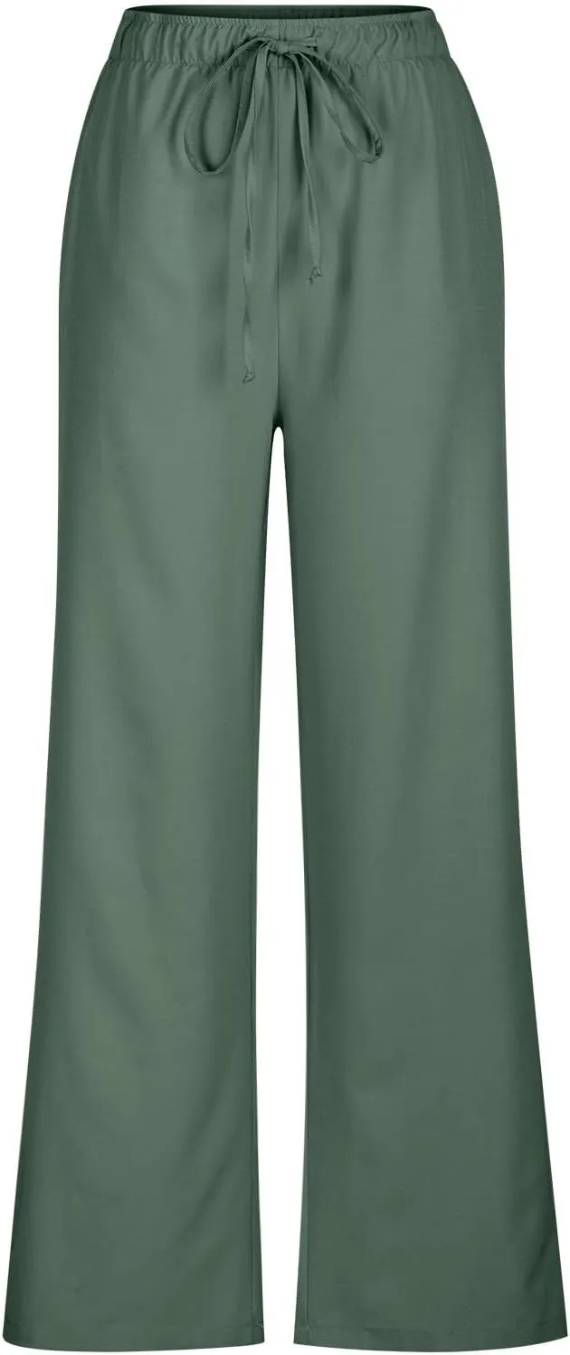 Trousers Pants for Women Vacation s Imitation Linen Pocket Strap Pants Linen Blend Pants