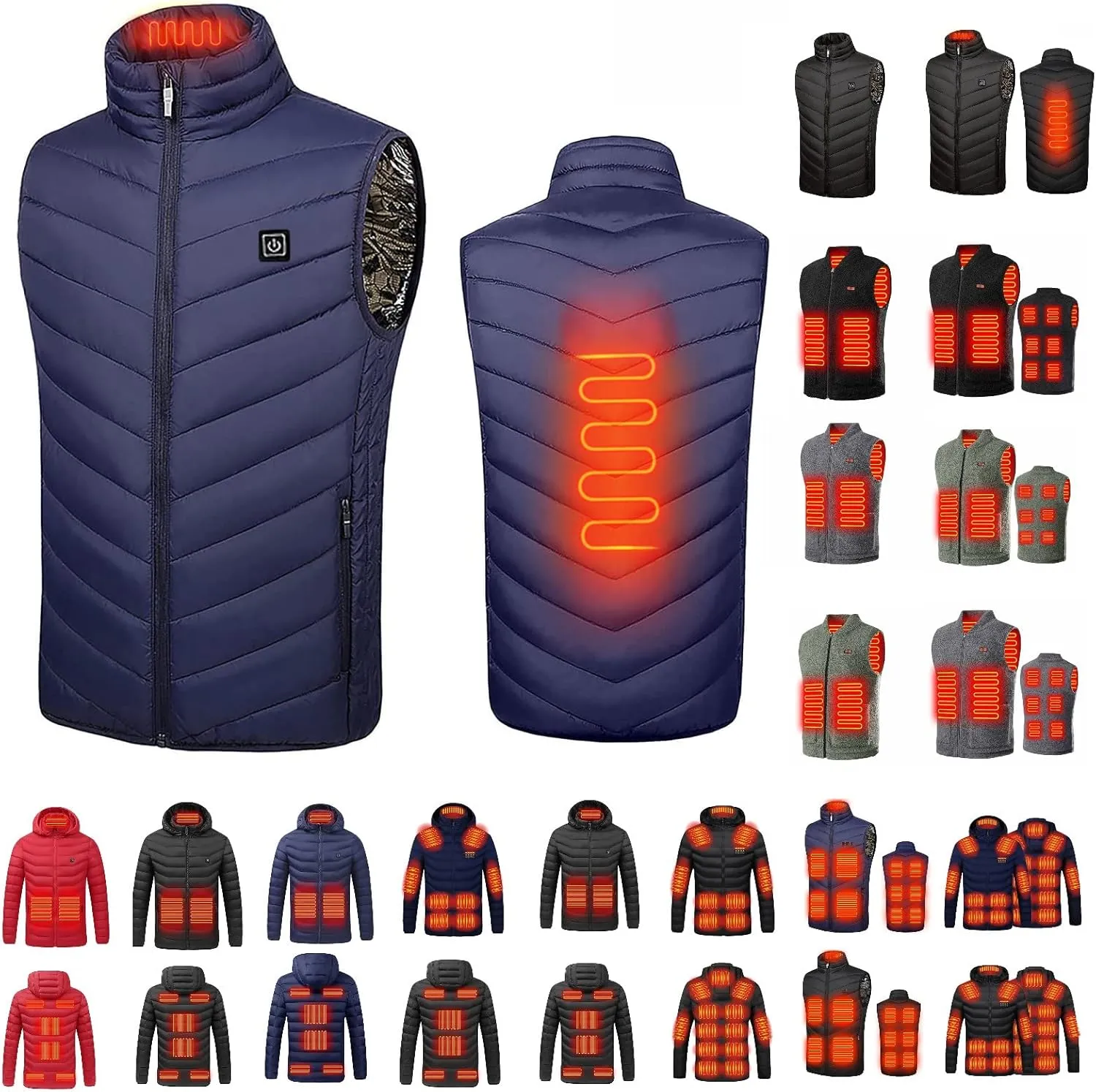 tuduoms Heated Vest for Women Men Warm Electric Heated Down Jacket Winter USB Rechargeable Heated Puffer Coat No Battery Pack